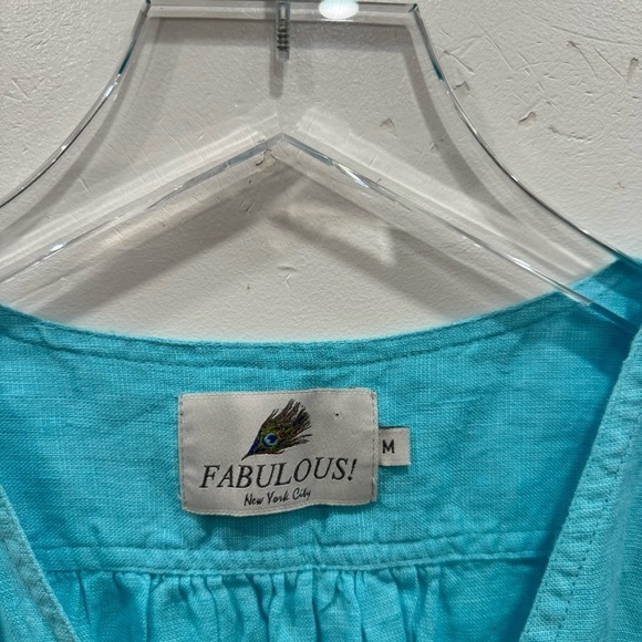 Fabulous! Light Blue Linen Loose Boxy Fit Shirt Medium Made In India - Picture 4 of 6